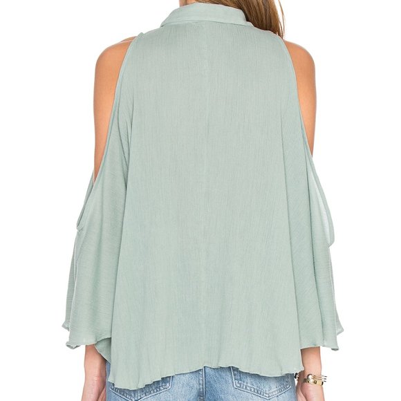 MARA HOFFMAN M NWT Sage Green Open Cold Shoulder Top NWT - Picture 6 of 7